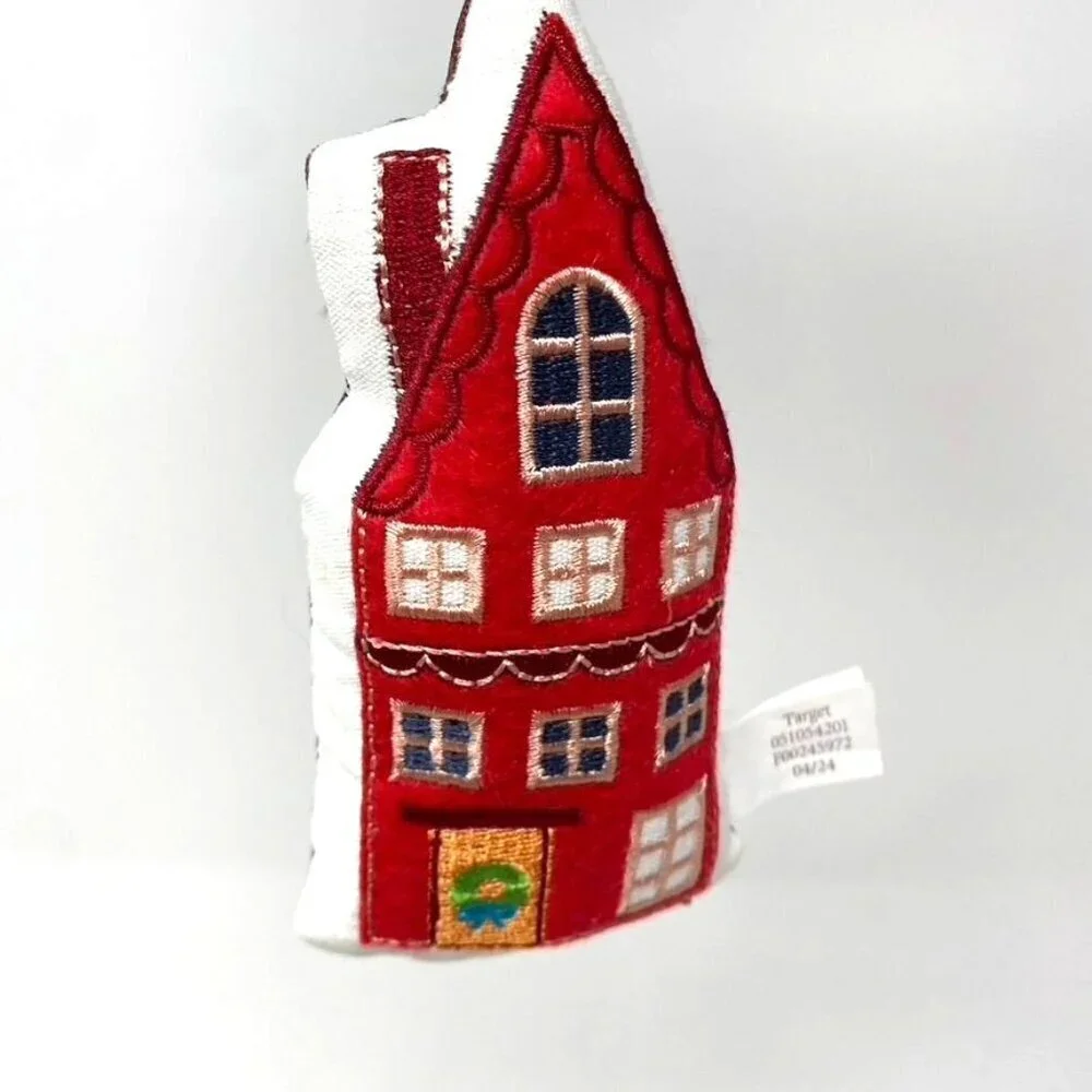 Target Fabric Plush House with Chimney Christmas Tree Ornament Red Wondershop